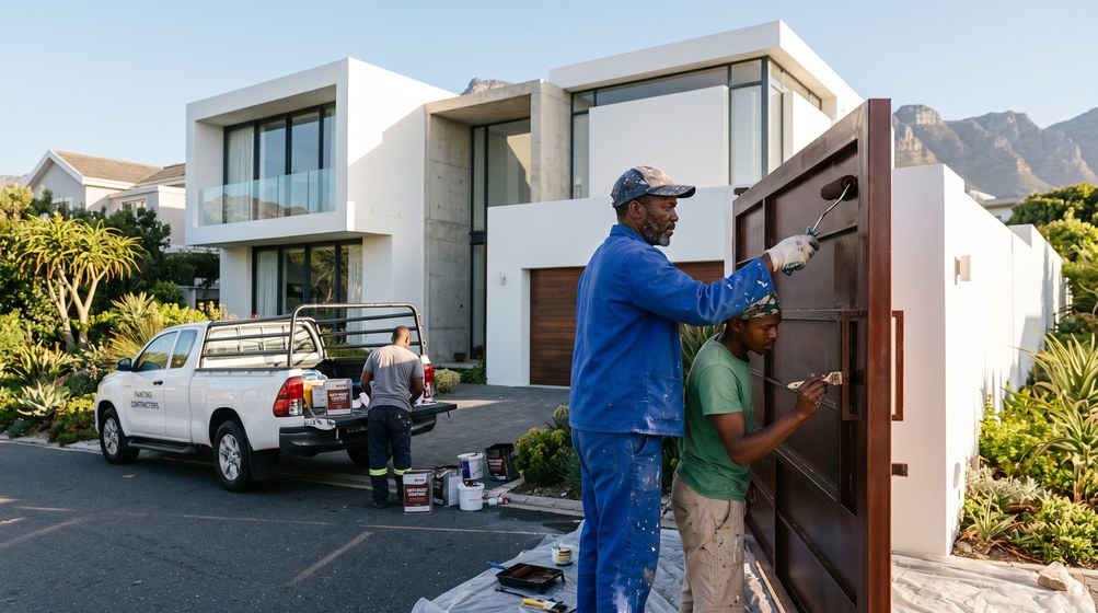 Professional anti-rust coating team applying rust protection to a metal gate in Plumstead